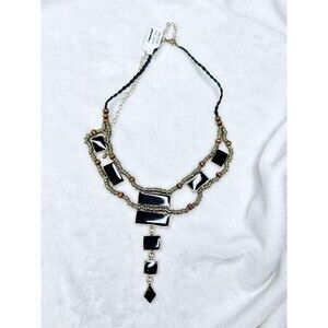 NEW Free People Lately Necklace Gold Black Bohemian Goddess Layered Statement